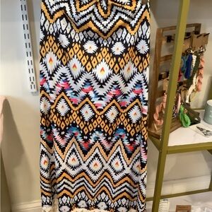 Geometric Patterned Maxi Skirt - Multicolor